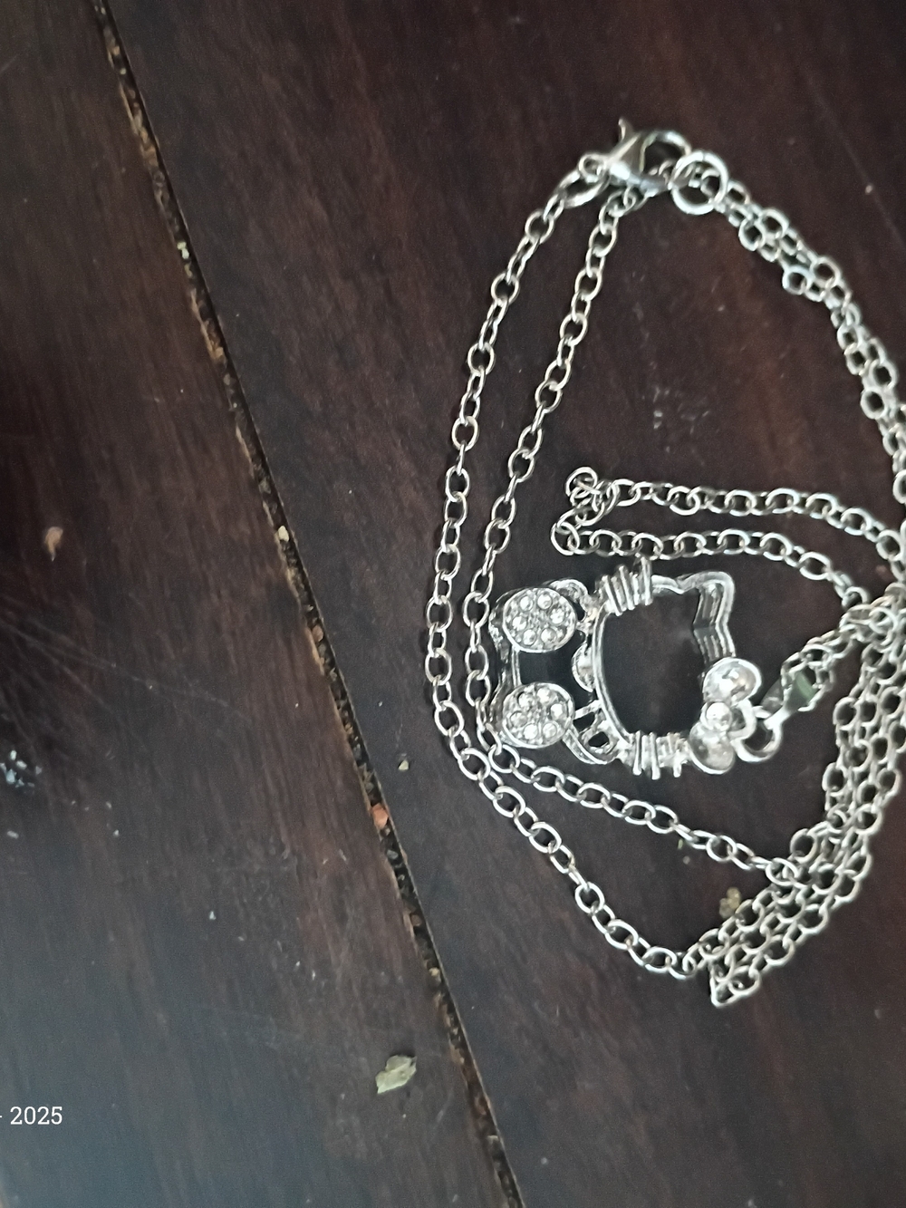 Silver Crystal Hello Kitty Necklace